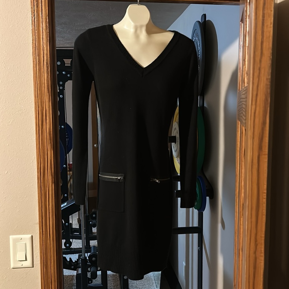 Black Dress Zippered Front Pocket by IZ Byer. soft.  Runs small.Fits like a xs